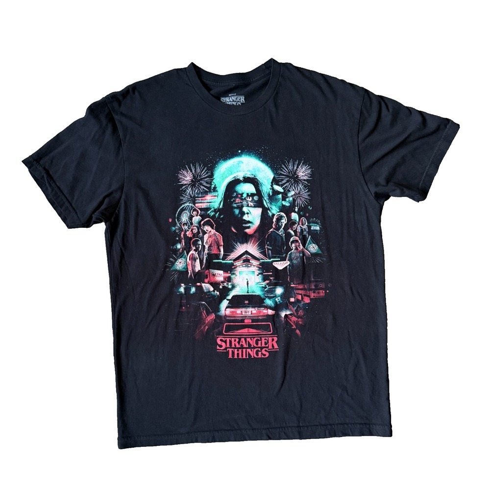 Stranger Things Netflix Drive-Into‎ Experience T-Shirt Black L 2020 Graphic Tee